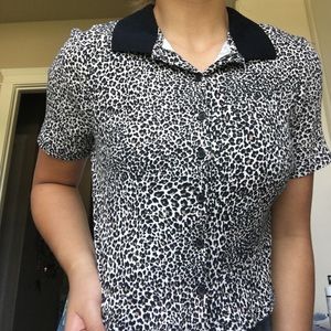 animal print button  up